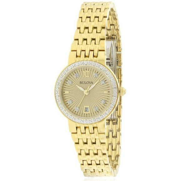 BULOVA DIAMOND GOLD 26MM WATCH! STUNNING!!